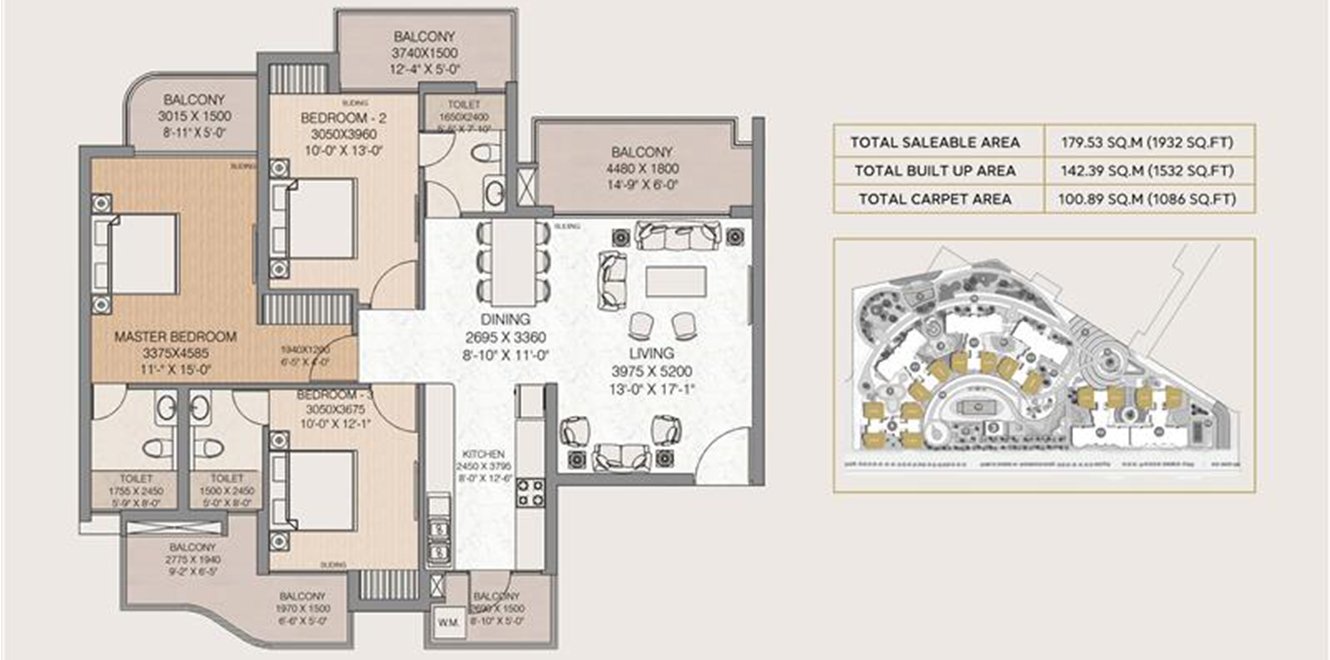 3 BHK Floor Plan